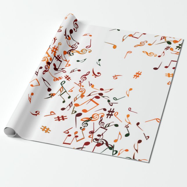 Musical Notes print - taupe tan, multi  Wrapping Paper (Unrolled)