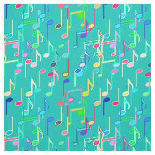 Musical Notes print - turquoise, multi Fabric