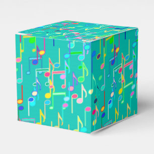 Musical Notes print - turquoise, multi Favor Boxes