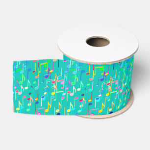 Musical Notes print - turquoise, multi Grosgrain Ribbon