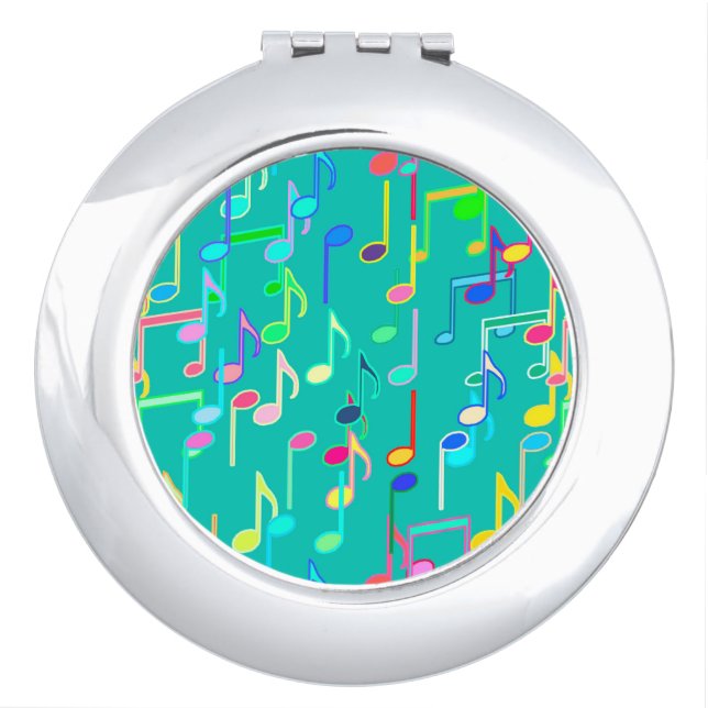 Musical Notes print - turquoise, multi Mirror For Makeup (Front)