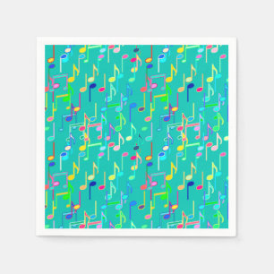 Musical Notes print - turquoise, multi Napkins