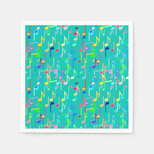 Musical Notes print _ turquoise multi Napkins