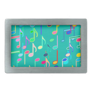 Musical Notes print - turquoise, multi Rectangular Belt Buckle