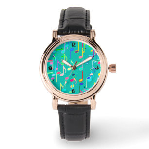 Musical Notes print - turquoise, multi Watch