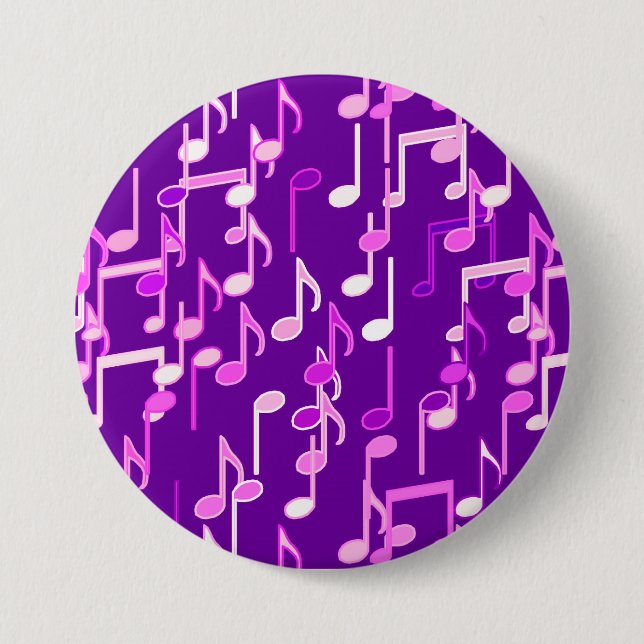 Musical Notes print - violet purple, multi Button (Front)