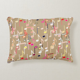 Musical Notes print - violet purple, multi Decorative Pillow