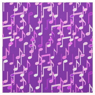 Musical Notes print - violet purple, multi Fabric