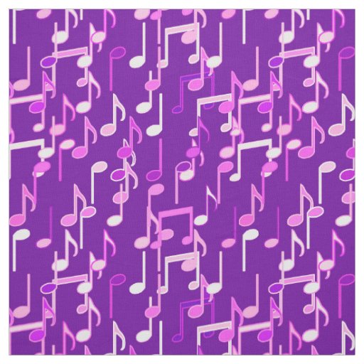 Musical Notes print - violet purple, multi Fabric