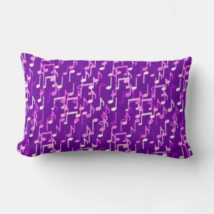 Musical Notes print - violet purple, multi Lumbar Pillow