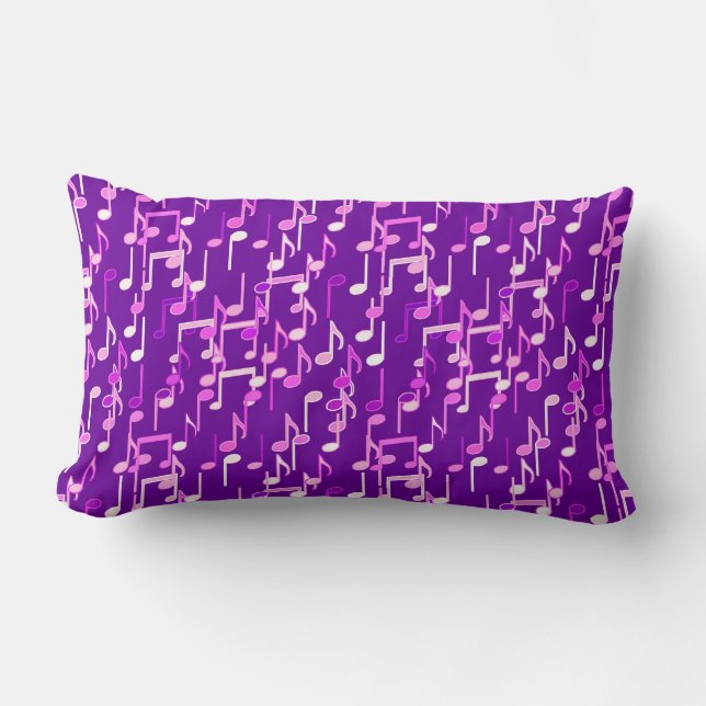 Musical Notes print - violet purple, multi Lumbar Pillow (Front)