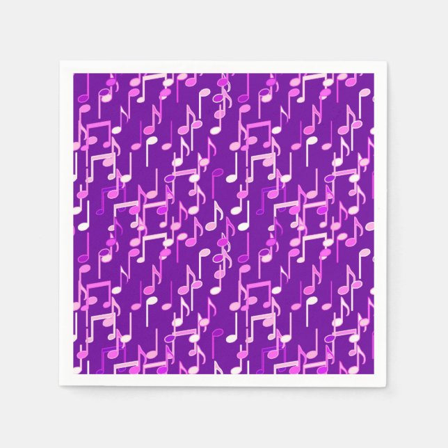 Musical Notes print - violet purple, multi Napkins (Front)