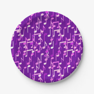 Musical Notes print - violet purple, multi Paper Plates