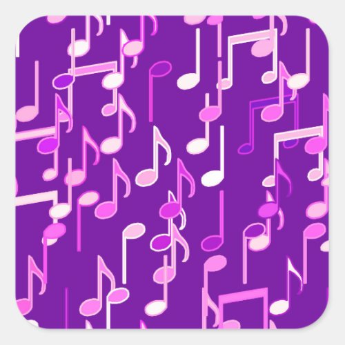 Musical Notes print _ violet purple multi Square Sticker