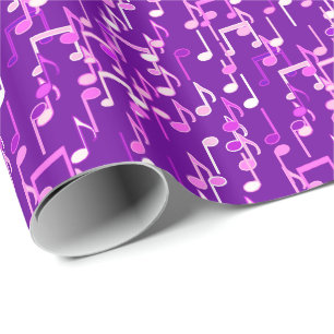 Musical Notes print - violet purple, multi Wrapping Paper