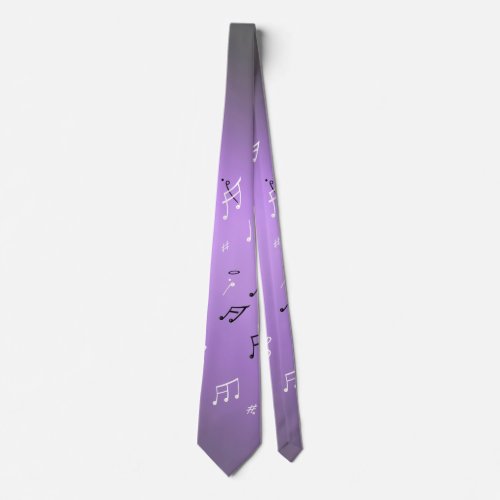 Musical Notes Purple glow  Neck Tie