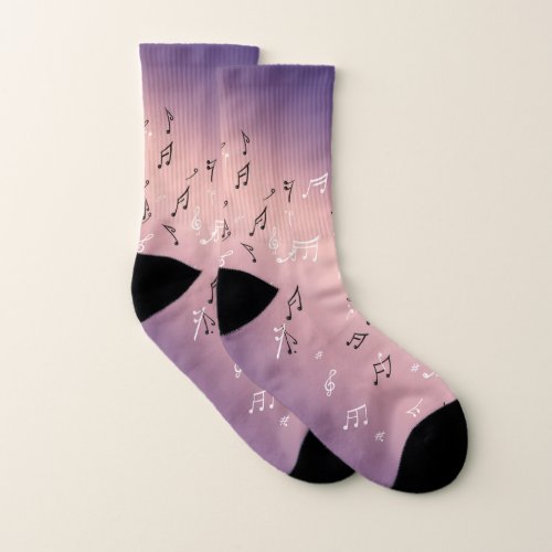 Musical Notes Purple Light Socks