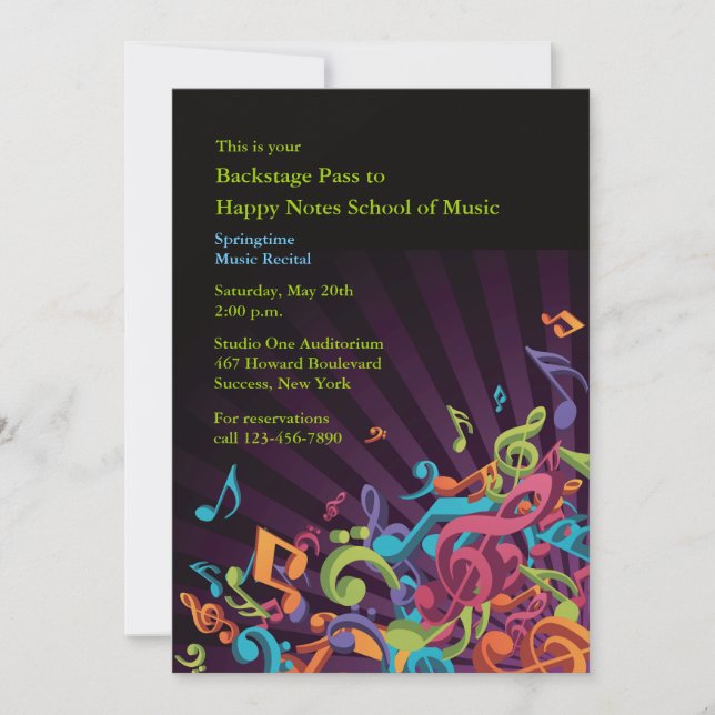 Musical Notes Recital Invitation (Front)