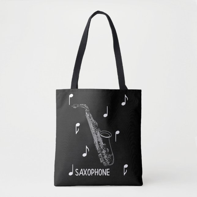 Musical Notes Saxophone Tote Bag (Front)