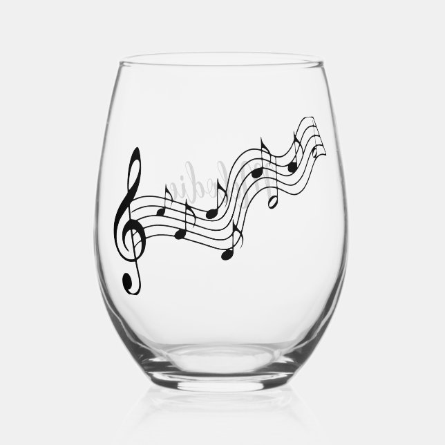Musical Notes Score Design Wine Glass  (Front)