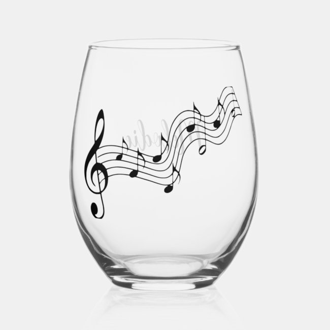 Musical Notes Score Design Wine Glass