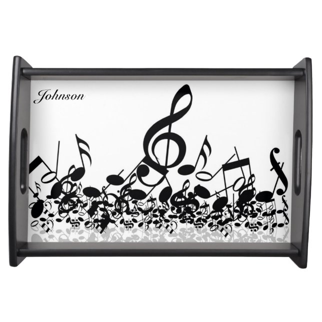 Musical Notes Serving Tray with Custom Name (Front)