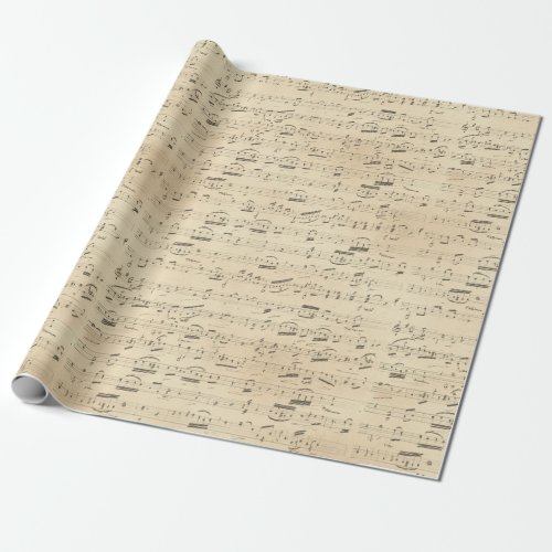 Musical Notes Sheet Music on Tan Wrapping Paper