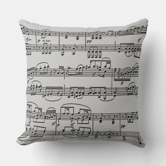 musical notes/ sheet music throw pillow (Front)