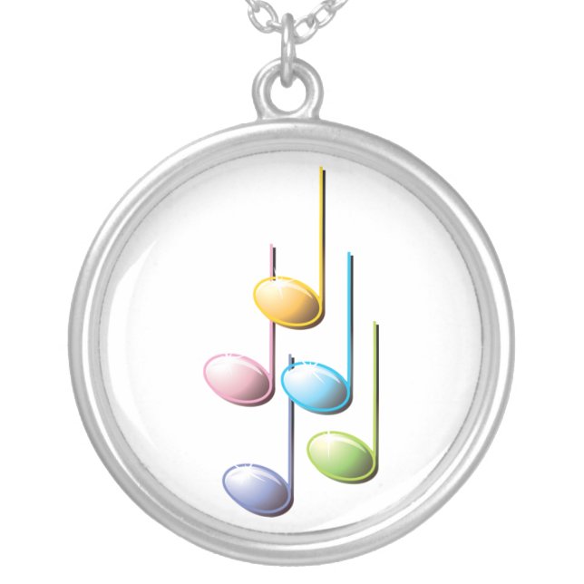 Musical Notes Silver Plated Necklace (Front)