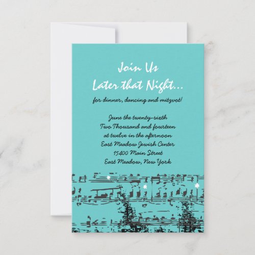 MUSICAL NOTES  STARS Bar Bat Mitzvah Invitation