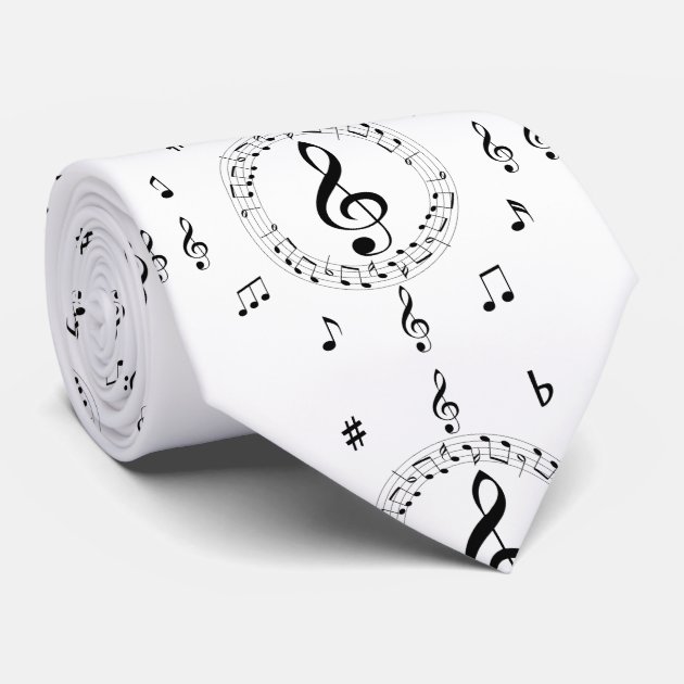 Black with white Musical Notes 3" Neck Tie-Musical Notes Neck Tie-New! 