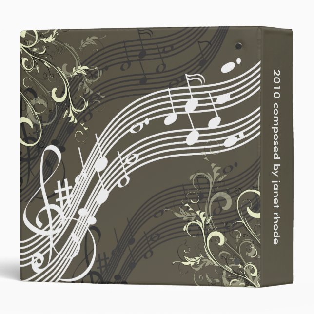 Musical notes + swirls binders, Christmas Gift Binder (Back/Spine)