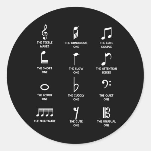 Musical Notes Symbol Definition Humor Classic Round Sticker