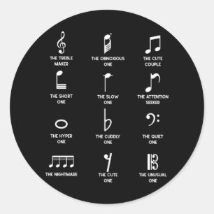 Musical Notes Symbol Definition Humor Classic Round Sticker
