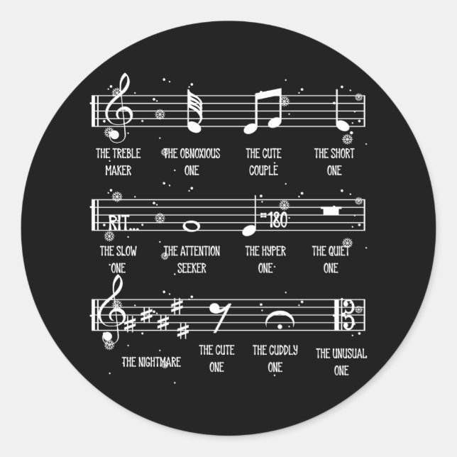 Musical Notes Symbol Definition Humor Funny Christ Classic Round Sticker (Front)