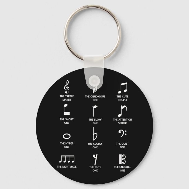Musical Notes Symbol Definition Humor Keychain (Front)