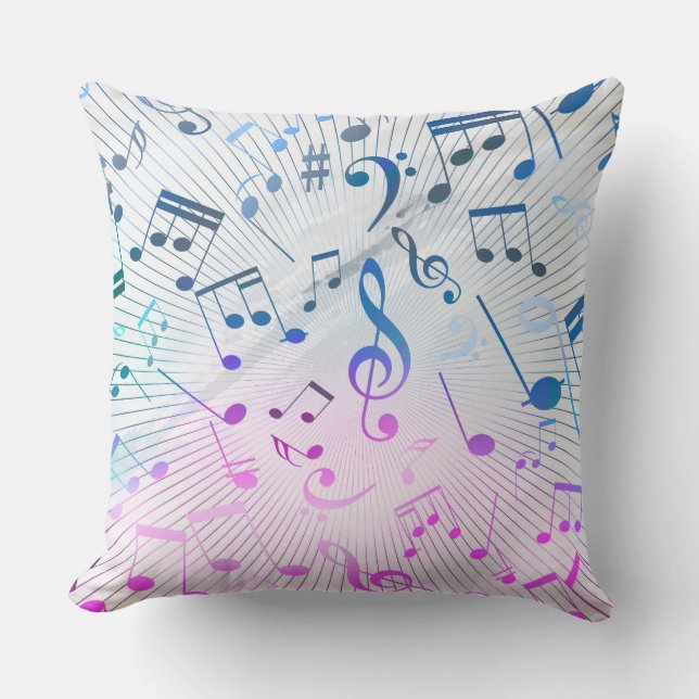 Musical Notes Throw Pillow (Front)