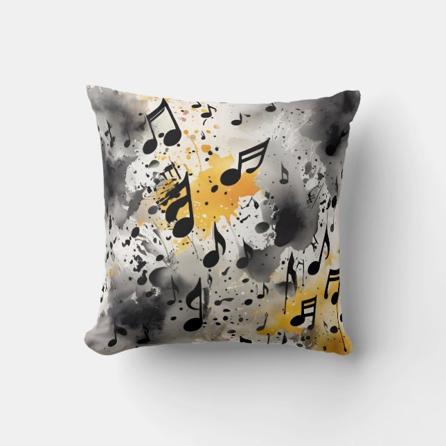 Musical notes throw pillow (Front)