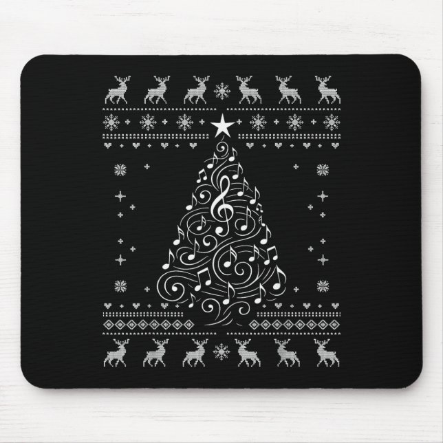 Musical Notes Tree Christmas Ugly Sweater Xmas  Mouse Pad (Front)