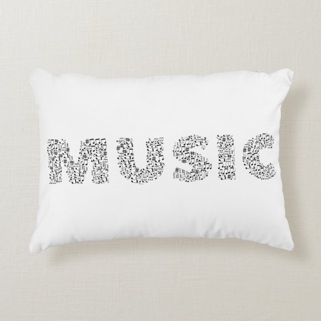 Musical Notes Typography Music Accent Pillow (Front)