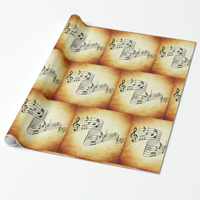 Musical Notes Vintage Paper  Gift Wrap (Unrolled)