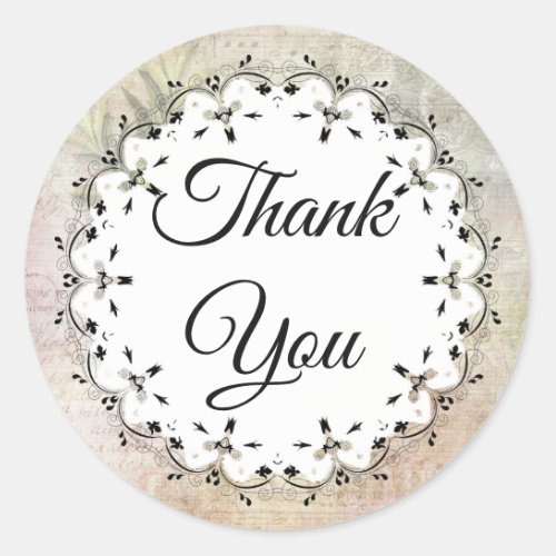 Musical Notes Vintage Thank You Stickers