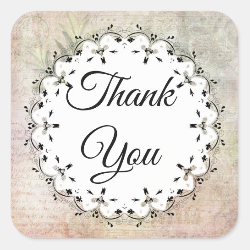 Musical Notes Vintage Thank You Stickers