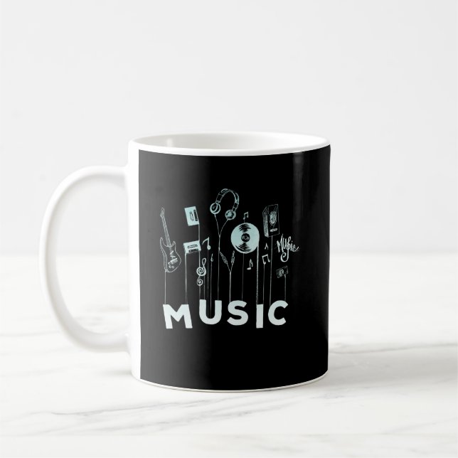Musical Notes Vinyl Guitar Music Lover Coffee Mug (Left)