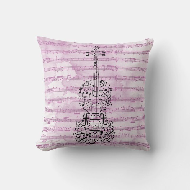 Musical Notes Violin Throw Pillow (Front)