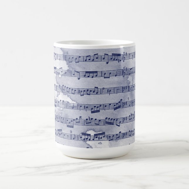Musical notes watercolor coffee mug (Center)