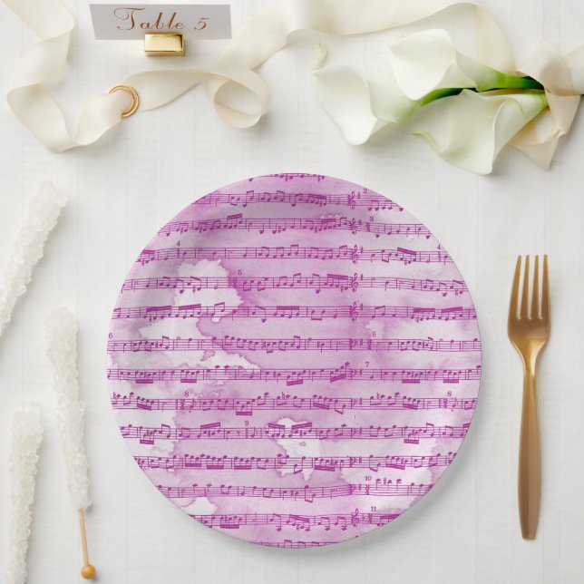 Musical notes watercolor paper plates (Wedding)