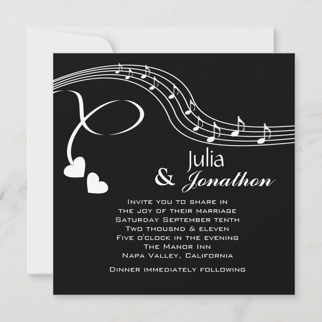 Musical Notes Wedding Invitation Zazzle