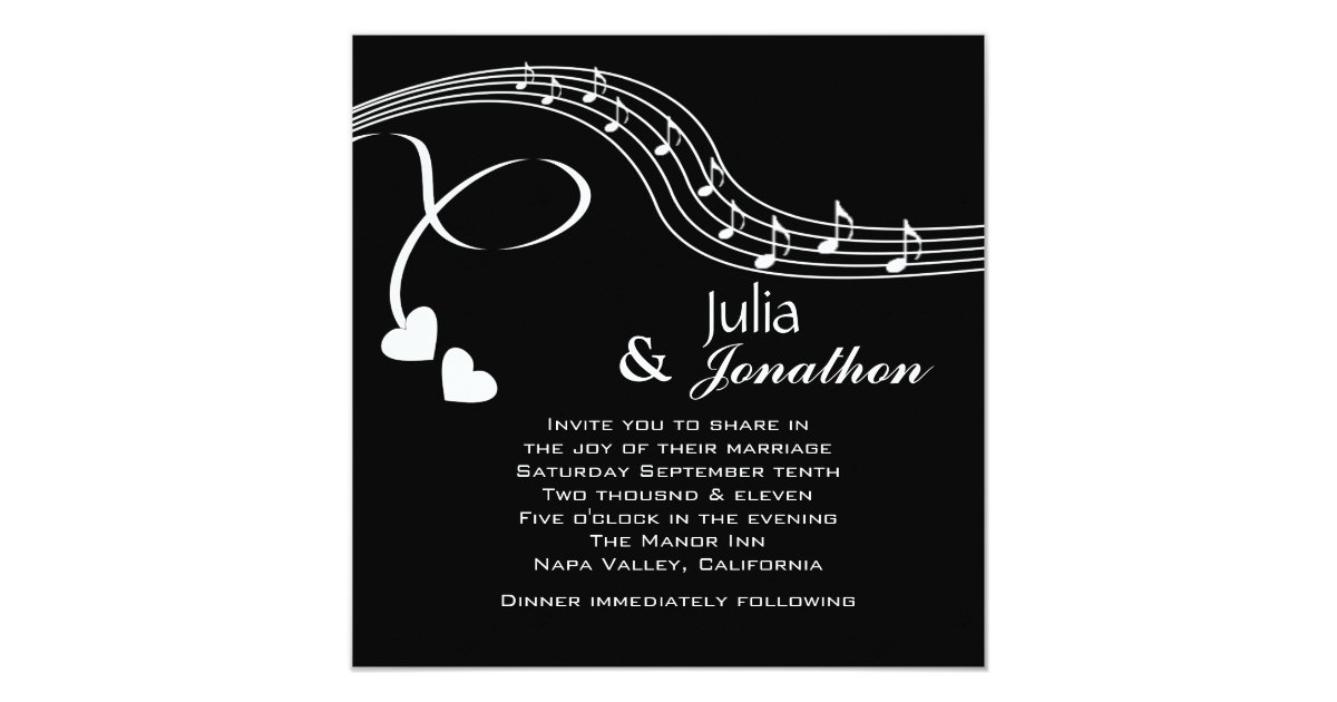 Musical Notes Wedding Invitation | Zazzle.com