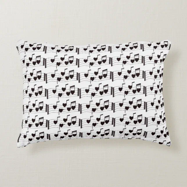 ***MUSICAL NOTES*** WITH BLACK BACK ACCENT PILLOW Zazzle